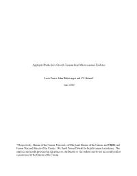 Aggregate Productivity Growth: Lessons from Microeconomic Evidence