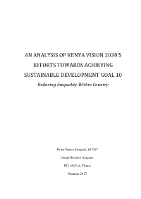 An Analysis of Kenya Vision 2030'S Efforts Towards
