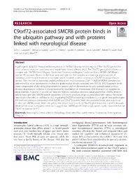 C9orf72-Associated SMCR8 Protein Binds in the Ubiquitin Pathway and with Proteins Linked with Neurological Disease John L