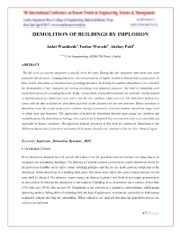 Demolition of Buildings by Implosion