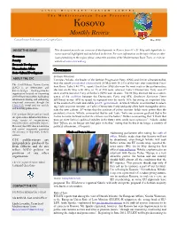 Kosovo Monthly Review Comprehensive Information on Complex Crises May 2012