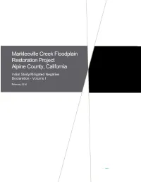 Markleeville Creek Floodplain Restoration Project Alpine County, California Initial Study/Mitigated Negative Declaration - Volume I