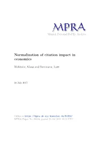 Normalization of Citation Impact in Economics