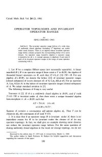 Operator Topologies and Invariant Operator Ranges