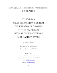 Prolades Toward a Classification System of Religious Groups in The