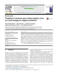 Targeting of Calcitonin Gene-Related Peptide Action As a New Strategy For
