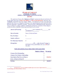 TCA Sample Term Sheet Series a Preferred