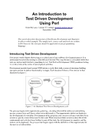 An Introduction to Test Driven Development Using Perl