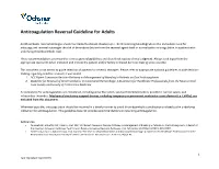 Anticoagulation Reversal Guideline for Adults