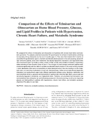 Comparison of the Effects of Telmisartan and Olmesartan On