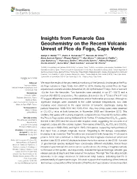 Insights from Fumarole Gas Geochemistry on the Recent Volcanic Unrest of Pico Do Fogo, Cape Verde