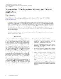 Microsatellite DNA: Population Genetics and Forensic Applications