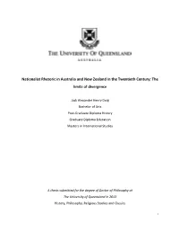 Nationalist Rhetoric in Australia and New Zealand in the Twentieth Century: the Limits of Divergence