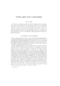 Types, Sets and Categories