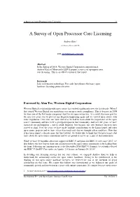 A Survey of Open Processor Core Licensing 21
