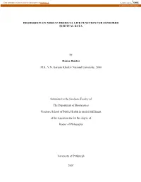 Bp, REGRESSION on MEDIAN RESIDUAL LIFE FUNCTION FOR