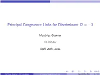 Congruence Links for Discriminant D = −3