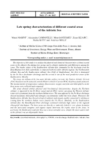 Late Spring Characterization of Different Coastal Areas of the Adriatic Sea