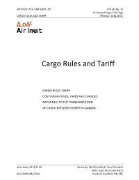 Sample Tariff