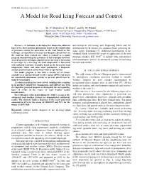 A Model for Road Icing Forecast and Control