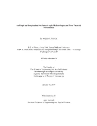 An Empirical Longitudinal Analysis of Agile Methodologies and Firm Financial Performance