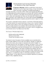 An Introduction to a Course in Miracles for Students of Non-Dual Teachings