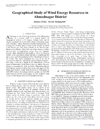 Geographical Study of Wind Energy Resources in Ahmednagar District