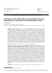 Performance of the STAR Icmi Macroinvertebrate Index and Implications for Classiﬁcation and Biomonitoring of Rivers
