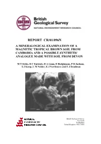 Report Cr/01/096N a Mineralogical Examination of a Magnetic Tropical Brown Soil from Cambodia and a Possible Synthetic Analogue Made with Soil from Devon