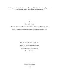 Training As an Intervention to Improve Managers' Ability to Successfully Supervise a Generationally Diverse Workforce in Highe