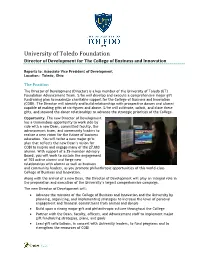 University of Toledo Foundation Director of Development for the College of Business and Innovation