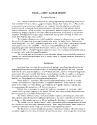 WILEY V. AUSTIN – BACKGROUNDER Executive Summary the Goldwater Institute Has Been on the Cutting Edge of Using Anti-Subsidy Pr