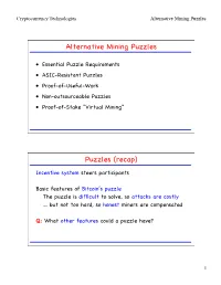 Alternative Mining Puzzles
