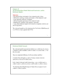 Chapter (5) the Relational Data Model, Relational Constraints, and the Relational Algebra