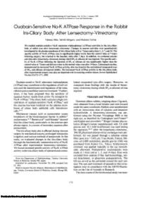 Ouabain-Sensitive Na-K Atpase Response in the Rabbit Iris-Ciliary Body After Lensectomy-Vitrectomy