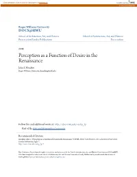 Perception As a Function of Desire in the Renaissance John S