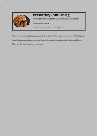 Predatory Publishing in Management Research: a Call for Open Peer Review, Management Learning, 50(5): 607-619