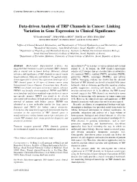 Data-Driven Analysis of TRP Channels in Cancer