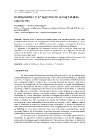Implementation of A* Algorithm for Solving Sokoban Logic Games