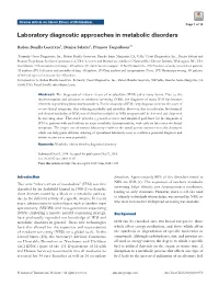 Laboratory Diagnostic Approaches in Metabolic Disorders