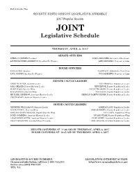 Legislative Schedule