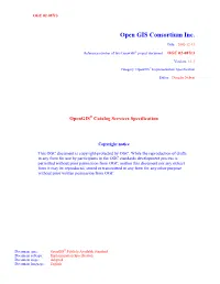 Opengis Catalog Services Specification