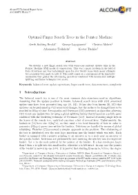 Optimal Finger Search Trees in the Pointer Machine