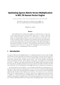 Optimizing Sparse Matrix-Vector Multiplication in NEC SX-Aurora Vector Engine