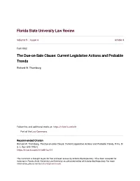 The Due-On-Sale Clause: Current Legislative Actions and Probable Trends