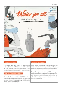 WHAT IS the THEME? the Theme for World Water Day 2019 Is 'Leaving No One Behind'. This Is an Adaptation of the Central