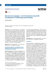 Electron Tomography—A Tool for Ultrastructural 3D Visualization in Cell Biology and Histology