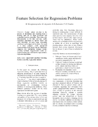 Feature Selection for Regression Problems
