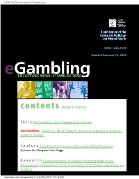 Internet Gambling Among Ontario Adults