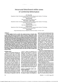 Intracrustal Detachment Within Zones of Continental Deformation